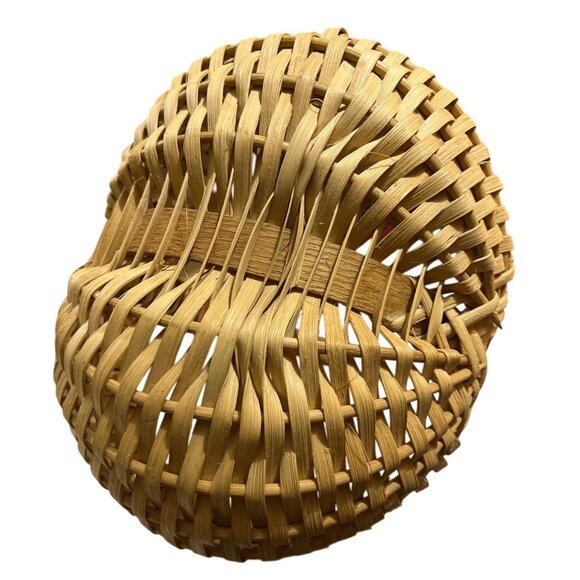 Vtg Buttocks God's Eye Woven Egg Gathering Basket Primitive Country Farmhouse - Picture 2 of 6